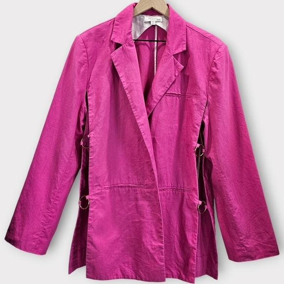 Eudon Choi Oversized Pink Linen Blazer with Side Cutouts - Picture 3 of 15